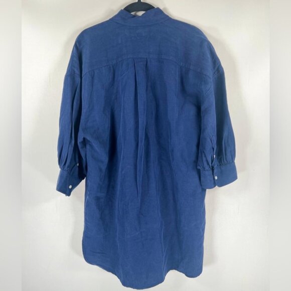 NWT POLO RALPH LAUREN LINEN SILK Blend Navy Relaxed Fit Twill Shirt Size M - Picture 3 of 10